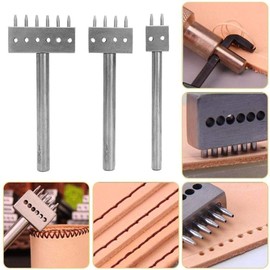 Leather Sewing Tool with Different Zinc Heads, 3-Piece Hole Punch, Tool Set for DIY Lacing Stitch, Chisel, Leather Craft (8 mm)