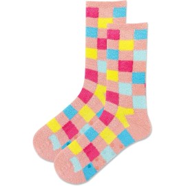 Hot Sox Checker Slipper Sock Non Skid Socks 1 Pair, Peach, Women's 9-11 Shoe