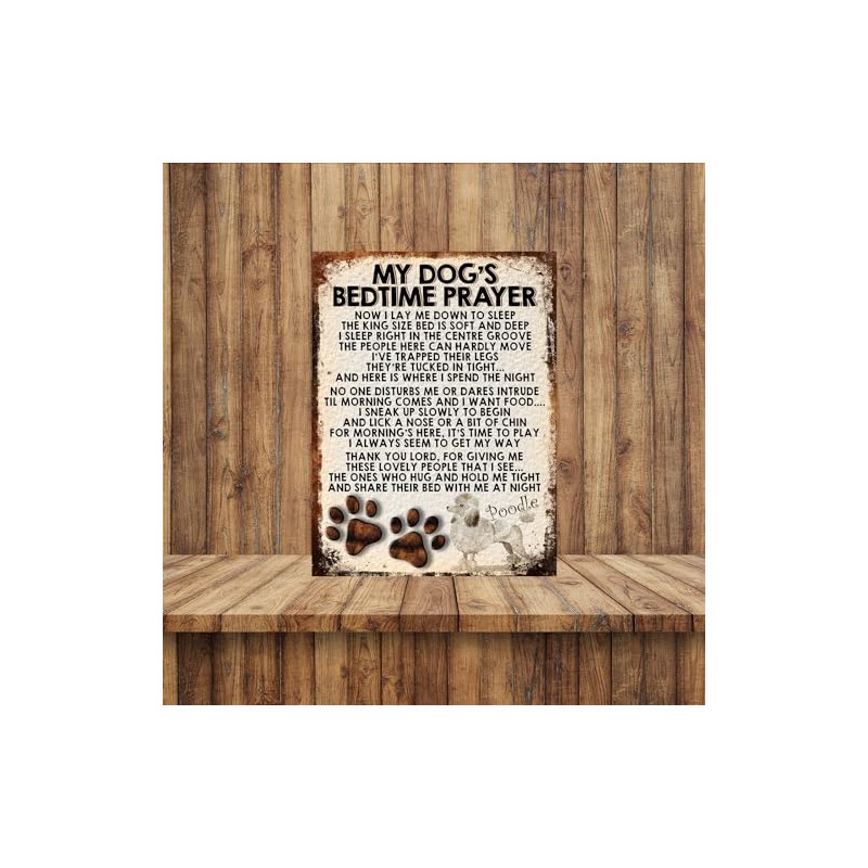 MY DOG'S BEDTIME PRAYER RETRO STYLE METAL TIN SIGN/PLAQUE (POODLE)