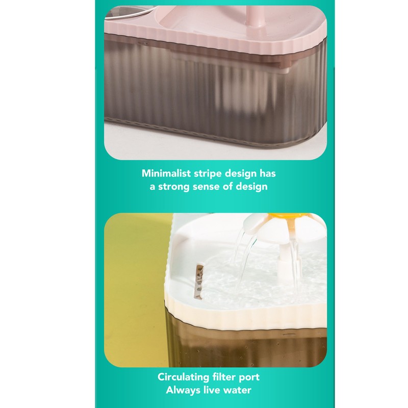 Cat Water Fountain Food Bowl High Capacity Quiet 2 In