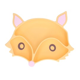 Baby Suction Plate Cute Fox Shape Non Toxic Safe 3 Dividers Non Slip Soft Silicone Toddler Baby Suction Plate Yellow