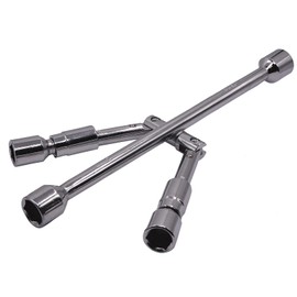 ZYHW 14-Inch Foldable 4-Way Lug Wrench Set - 17, 19, 21, 23mm for Car, SUV, Truck (Cross Lug Nut Removal Tool)