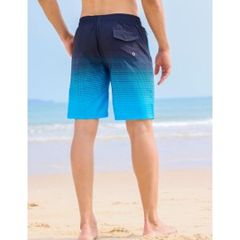 APTRO Men's Swimming Shorts Board Shorts with Zip Pockets Quick Dry Beach Shorts Gradient Swim Shorts with Mesh Lining Blue MK080 L