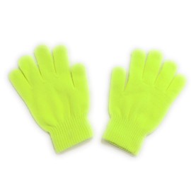 Komonee Neon Yellow Mittens Gloves Unisex Warm Winter Outdoor Knitted Flexible Colourful Warmers