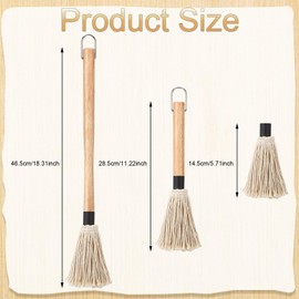 Meng Jiaran Grill Basting Mop, 2 Pcs Barbecue Basting Brushes with Wooden Handle and 2 Extra Replacement Heads Basting Mops for BBQ Grilling Smoking Steak