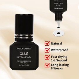Eyelash Glue for Lash Extension Glue for Lash Glue Professional Lash Glue for Eyelash Extension Glue Black Lash Adhesive for Lash Extensions 1S Dry 6-8 Weeks Retention(5ml)