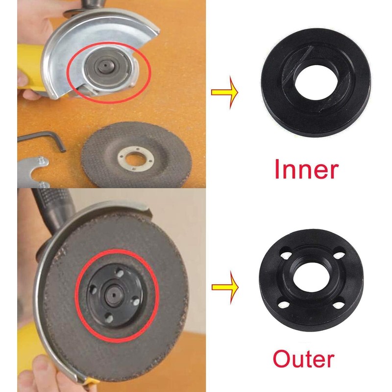 zalati Angle Grinder Flange Nut Outer Inner Lock Nut Compatible