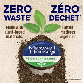 Maxwell House Original Roast Coffee 100% Compostable K Cup Coffee Pods, 285g