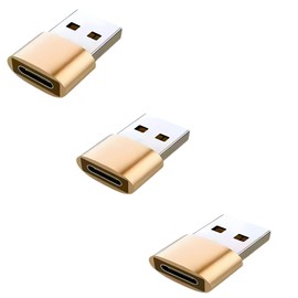 Betron USB to USB C Adapter, Compact Design, 3 Pack (Gold)