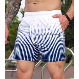 Curluriy Swimming Shorts for Men Beach Shorts Colour Gradient Board Shorts Beach Shorts with Mesh Lining Quick Drying Swimming Trunks, navy blue, XL