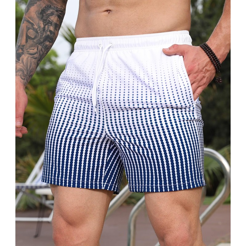 Curluriy Swimming Shorts for Men Beach Shorts Colour Gradient Board