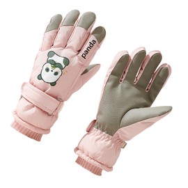 Ski Gloves with Thick Warm Liner Windproof Cartoon Print Hand Gloves for Cold Weather Hand Protective for Winter Warm Fleece Lining Cold Weather