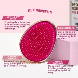 Drop Dead Gorgeous Hair Brush |For Wet & Dry Hair Everyday Use | Rose Gold Pink Hair Brush All Hair Types Hair Volume Hair Texture Hair Care Detangler Brush | Self Care Travel Essentials Palm Brush