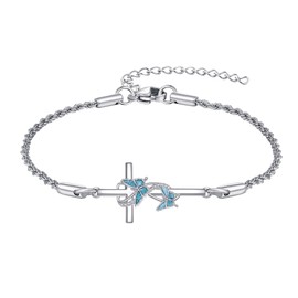 ONEFINITY Butterfly Cross Bracelet 925 Sterling Silver Butterfly Jewelry Gifts For Women
