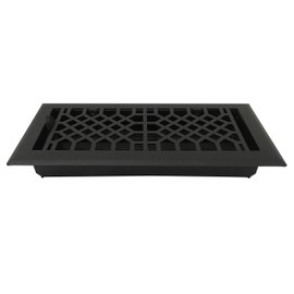 Empire Register Co, Vent Cover - 4x10 inch, Antique Style Design, Textured Black Finish, Heavy Duty Floor Vent Covers, Metal Damper Attached. Vent Covers for Home Floor only.