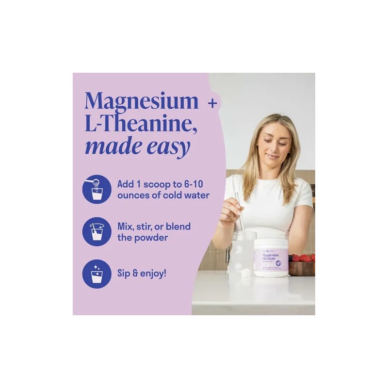 Nuven Naturals Magnesio Glicinato L-Theanine Magnesium Glycinate L-Theanine Powder, 60