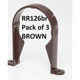 3 (Three) X RR126br Brown POLYPIPE Stand Off Pipe Clip/Saddle Bracket for 68mm Round downpipe