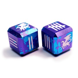 AKO DICE IV - Unique Metal D6 Dice - 6 Sided Dice, Large Heavy Metal D6 Dice Set, Solid16mm Dice with Dragon Inspired Artwork (Mystic Frost)