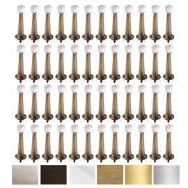 Liberty Premium Door Stop Metal Solid Rigid Door Stopper Brushed 3" (Antique Brass, 48 Pack)