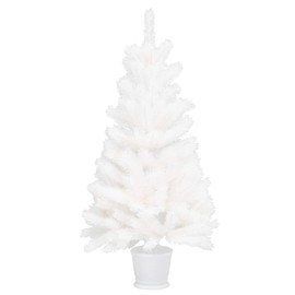vidaXL 3ft White Artificial Christmas Tree with Pot, Lifelike PE Needles, Weather and Water Resistant, Indoor and Outdoor, Reusable and Economical