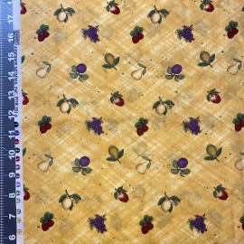 Ssi Fruit On Yellow Debbie Mumm SSI Cotton Fabric 1/2 Yard (18 By 44”) New