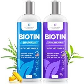 Champú y acondicionador de biotina para el crecimiento del cabello, acondicionador hidratante profundo para cabello seco dañado, sin sulfatos y volumi