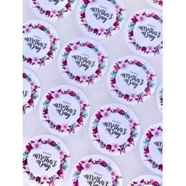 4.5CM 48PCS Happy Mothers Day Sticker Label Mums Day Packaging Business Pink Sticker Pink Labels Mothers Day Tag Gift Seal