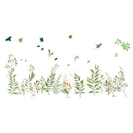 Chirstseason Plant Birds Wallpaper Sticker Decor Living Room Kitchen Entrance Hallway Bedroom Store Decor Removable Stylish Design Wall Sticker Green