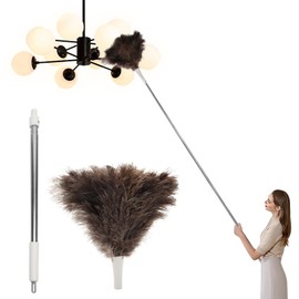DOVORSY Ostrich Feather Duster Pole up to 72Inch,Extendable Feather Duster Used for home Cleaning Ceilings Furniture Fans