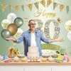 80th Birthday Banner Women Men Decoration Green Gold 80 Background