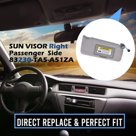 Sun Visor Passenger Right Side Replacement Compatible with Honda Accord 2008 2009 2010 2011 2012 2013 2014 2015 2016 with Light Sunshade Replaces# 83230-TA5-A51ZA 83230TA5A51ZA Color: Gray