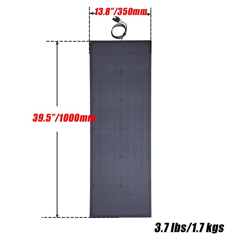 Lensunsolar 55W 12V ETFE Black Flexible Solar Panel, with Solar