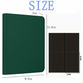 ANIXITECH Toploader Binder,4-Pocket Double Sided Top Loaders Binder,Holds 128 Cards in 3"x4" Toploaders,PU Leather Card Binder Abulm for Toploader Trading,Sports,and Gaming Cards (Green)