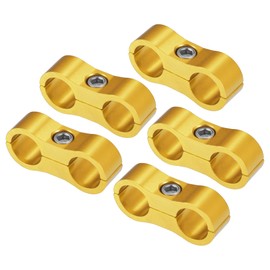 X AUTOHAUX 5 Pcs AN6 Hose Separator Clamps for Oil Fuel Hose Replace Gold Tone