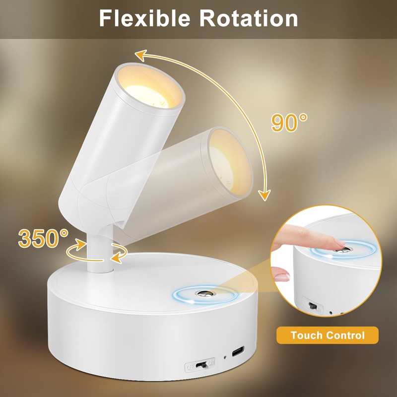 Kimjo Spot Lights Indoor, 4000mAh Rechargeable Plant Spotlight Indoor with