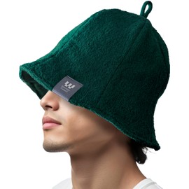 Wander Forest Sauna Hat, Men's Trapper Hat, Towel Fabric, Large, Sauna Goods, Extra Thick, 2-Layer, Towel, Bomber Hat, Sauna Hat, Sauna Hat, Tent Sauna, 03.dark green