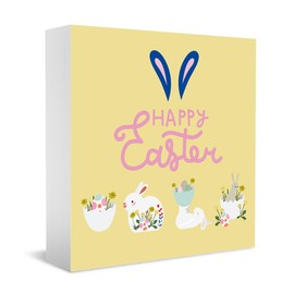 Happy Easter Decorations Bunny Decor Easter Decor Easter Egg Sign Christian Easter Decorations Spring Decor Happy Easter Bunny Lover Wood Sign Desk Shelf Decor