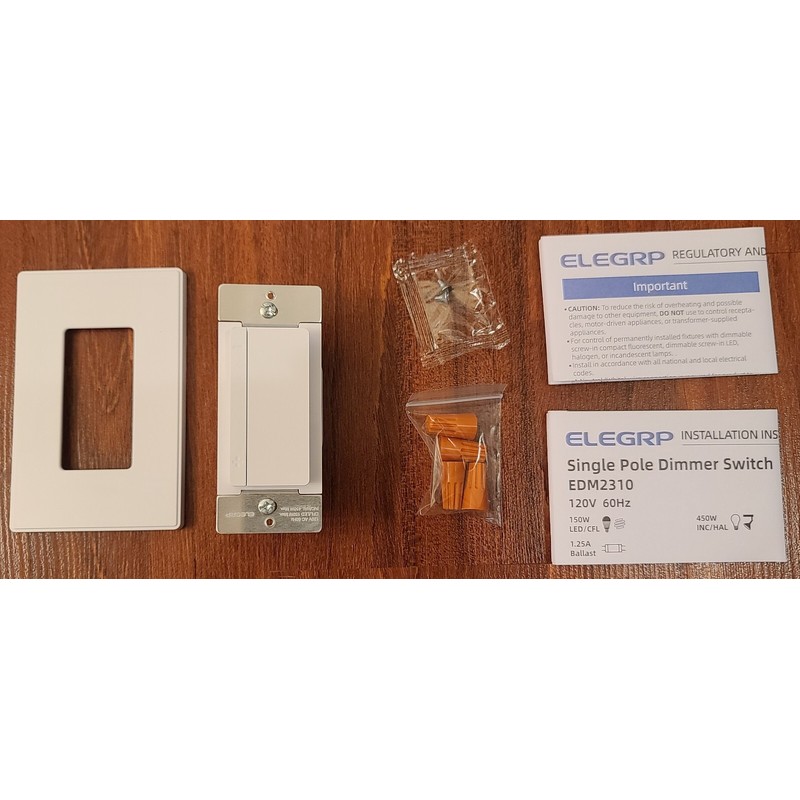 ELEGRP Single Pole Dimmer Switch, Digital Dimmer EDM2310-WH