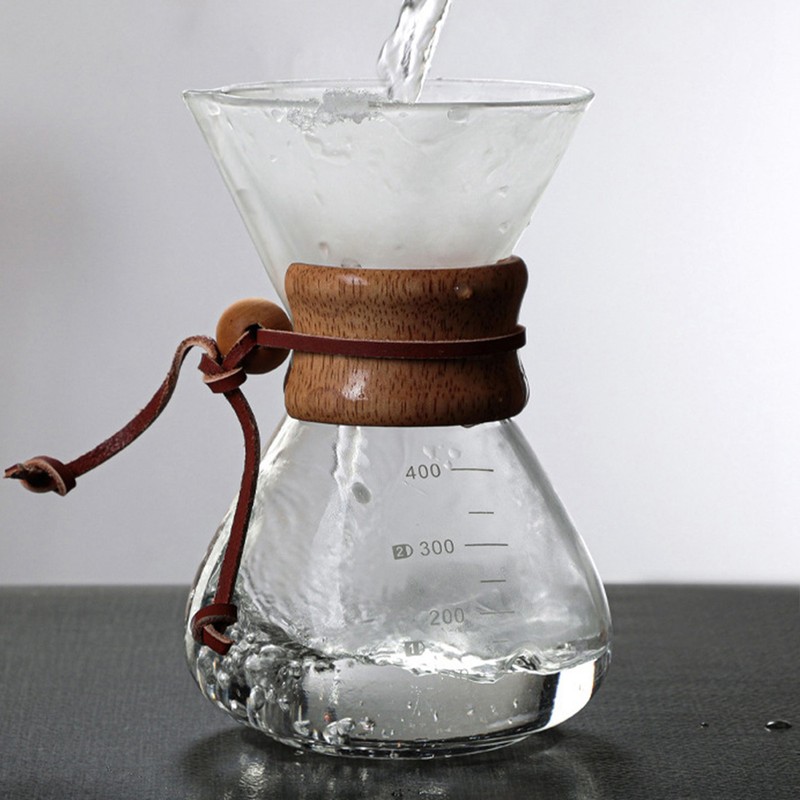 Pour Over Coffee Maker 400ml Double Layer Filter V Spout