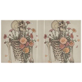3 Ring Binder, Skeleton Skull Flowers File Folder Holds 200 Sheets File Storage for Women Men School Office Supplie