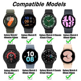 For Galaxy Watch 7/6/5/4/FE 40mm 44mm Bands, No Gap Soft Silicone Sport Strap Wristbands Compatible with Samasung Galaxy Watch 7/ Watch 6 Classic 43mm 47mm/Watch 5 Pro 45mm/Watch 4 Classic 42mm 46mm
