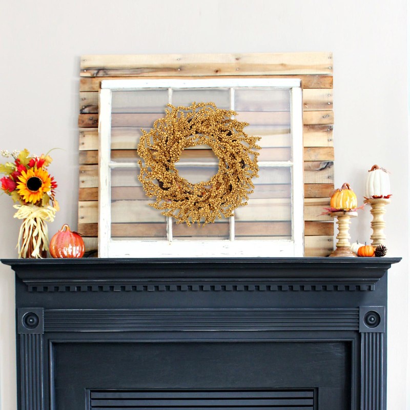 Briful 2 Pack Fall Berry Wreaths 12in Artificial Yellow Foam