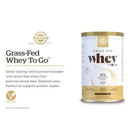 Solgar Grass Fed Whey to Go Protein Powder Chocolate, 13.2 oz - 20g of Grass-Fed Protein from New Zealand Cows - Great Tasting & Mixes Easily - Supports Strength & Recovery - Non-GMO, 13 Servings