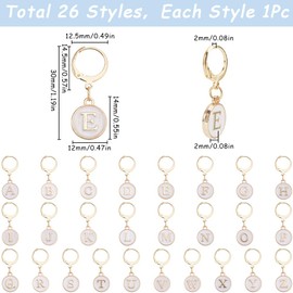 SUNNYCLUE 1 Box 26 Pcs Alphabet Stitch Markers Crochet Charms Bulk Double Sided White Letter Enamel Alloy Knitting Marker Alphabets Charm for DIY Crafts Crocheting Quilting Weaving Sewing Accessories