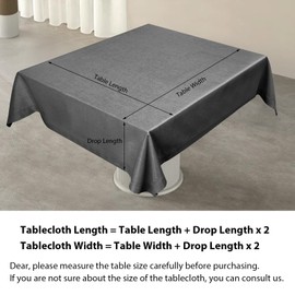 SANLEHAUSE Linen Tablecloth Grey 53 x 53 Inch(135 x 135cm) Square Handmade Grey Table Cover Natural Environmentally Friendly Material Solid Color Table Cloth Hollow Classic Design
