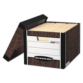 Bankers Box R-Kive Max Storage Box, Letter/Legal, Locking Lid, Woodgrain, 12/Carton