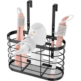 Organizador de herramientas para el cabello 3 en 1 - Altura ajustable montado en la pared/puerta de gabinete Organizador de baño, debajo del fregadero para secador de pelo, planchas planas
