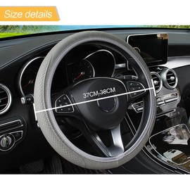 CGEAMDY Car Steering Wheel Cover, Universal 38 cm Microfibre Steering Wheel Cover, Non-Slip Breathable Steering Wheel Cover, Odour-Free Steering Wheel Cover, Steering Wheel Protector (Grey)