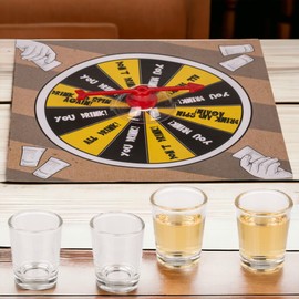 MIJOMA 's Party Takeaway Game - Drinking Game Shot Spinner with 4 Shooter Glasses - Rotate, Drink, Escalier - Compact for on the Go