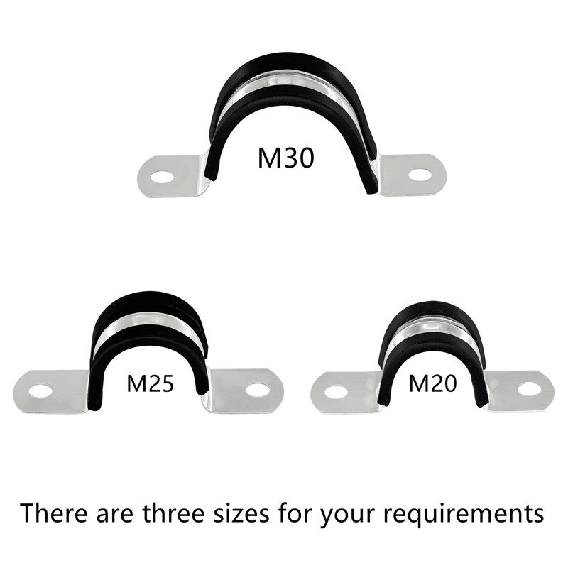 20 PCS Rubber Cushioned U Shaped Pipe Clamps,Stainless Steel Rubber